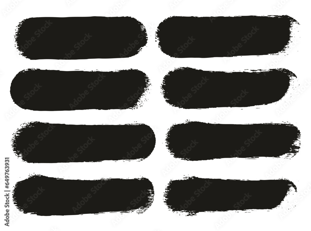 Round Sponge Thick Artist Brush Straight Lines High Detail Abstract Vector Background Set 