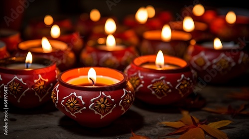Traditional clay oil diya lit during Diwali