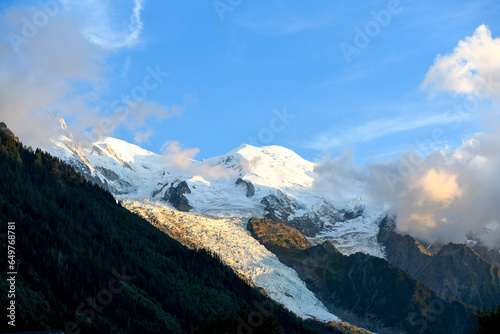 Amazing view on Monte Bianco mountains range with with Monblan on background. Vallon de Berard Nature Preserve, Chamonix, Graian Alps. Landscape photography photo