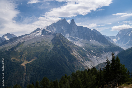 Amazing view on Monte Bianco mountains range with with Monblan on background. Vallon de Berard Nature Preserve, Chamonix, Graian Alps. Landscape photography © Aniwat