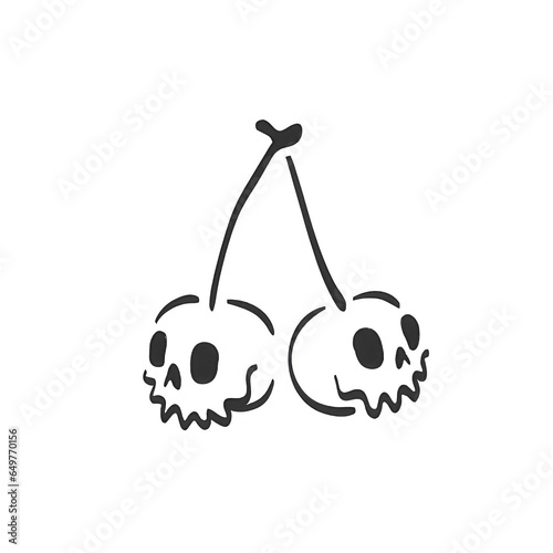 illustration of a grape head, skulls made of grapes, skeleton head tattoo, two skulls hanging like grapes photo