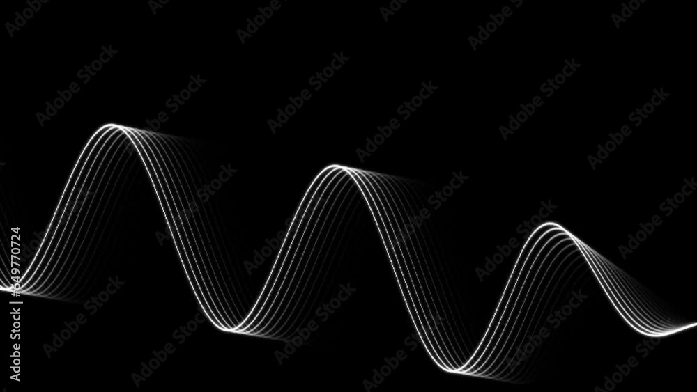 White Sine Wave forms animation with black background.
