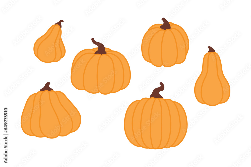Set of vector illustrations of pumpkins isolated on white background