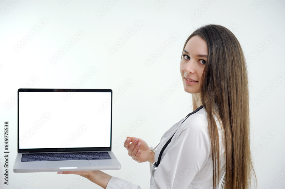 banner girl with laptop in headphones communicates online conference with friends waving a lot of space for text advertising gadgets online courses internet banner girl with laptop in headphones communicates online conference with friends waving a lot of space for text advertising gadgets online courses internet
