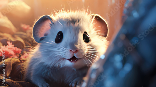 a cute little mouse with big eyes in winter