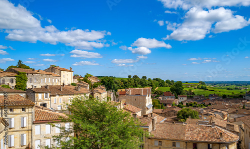 Leinwand Poster Beautiful view of the old town on Saint-Emilion in the famous wine growing Gironde Region of France