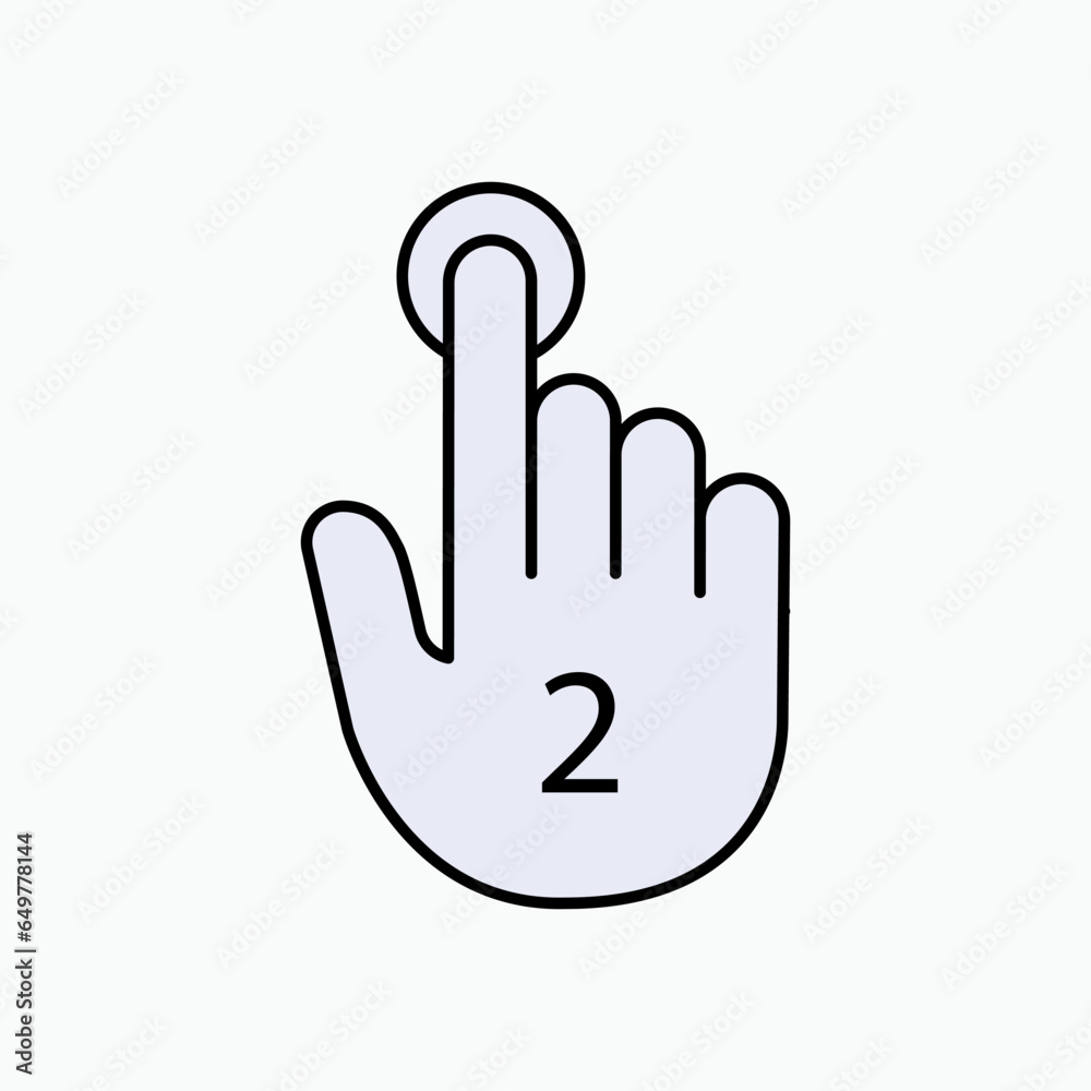 Double Touch Icon within Line Art Style. Symbol to Tap Twice. Double Touch Icon within Line Art Style. Symbol to Tap Twice.