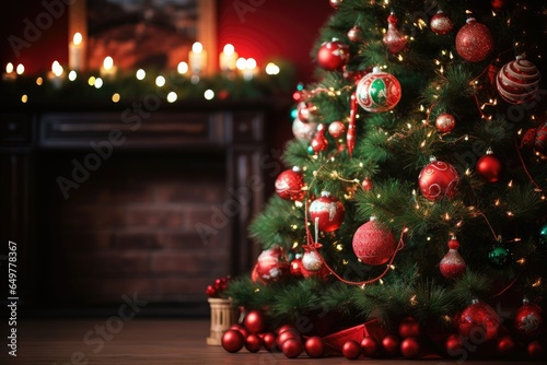 A decorated Christmas tree is a key element in setting the holiday ambiance.  presents various Christmas tree decoration items and home decor ideas using them. Enjoy special  Generative AI