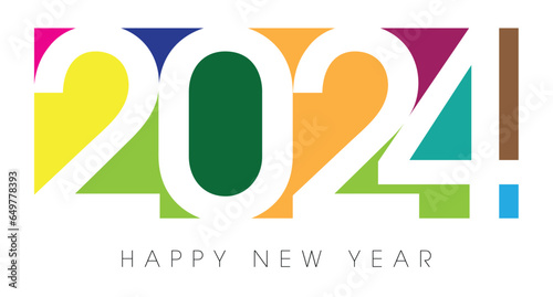 Happy new year 2024 design. With colorful truncated number illustrations. Premium vector design for poster, banner, greeting and new year 2024 celebration.