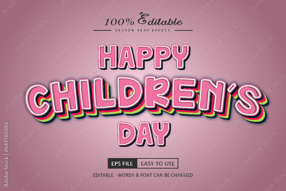 Happy Children's day text style effect editable 3d colorful style Happy Children's day text style effect editable 3d colorful style