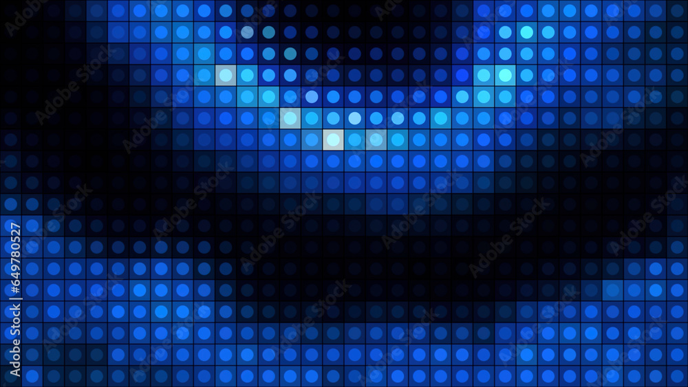 Abstract pixelated screen with arcuate fluctuating shapes. Motion. Retro monitor of an old fashioned computer.