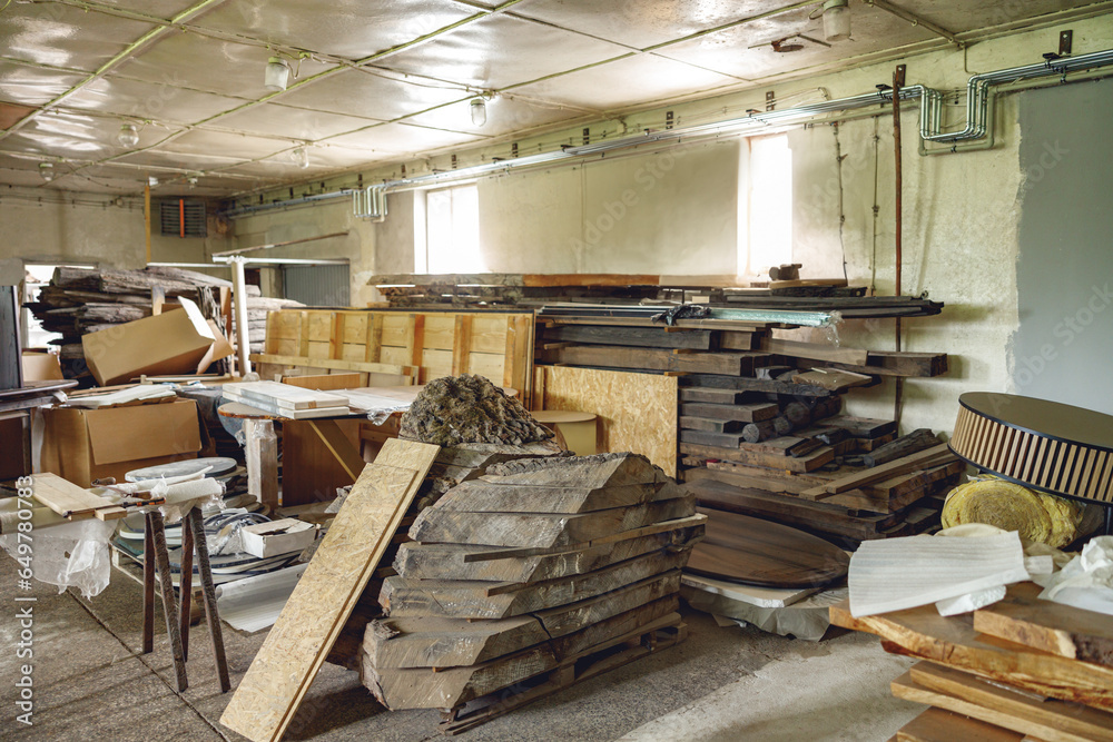 Different wood material ready for use on carpentry workshop Different wood material ready for use on carpentry workshop