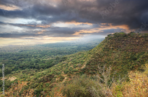 A view of the Rift Valley and Lake Manyara National Park in Tanzania, East Africa. photo