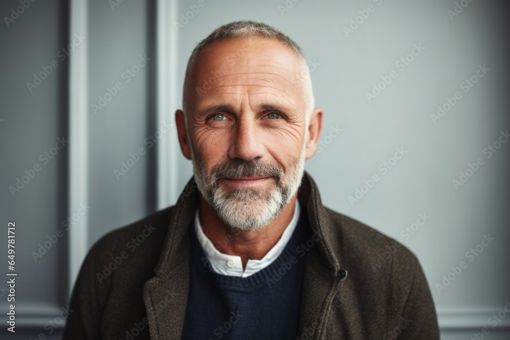Happy smiling senior man with beard and mustache