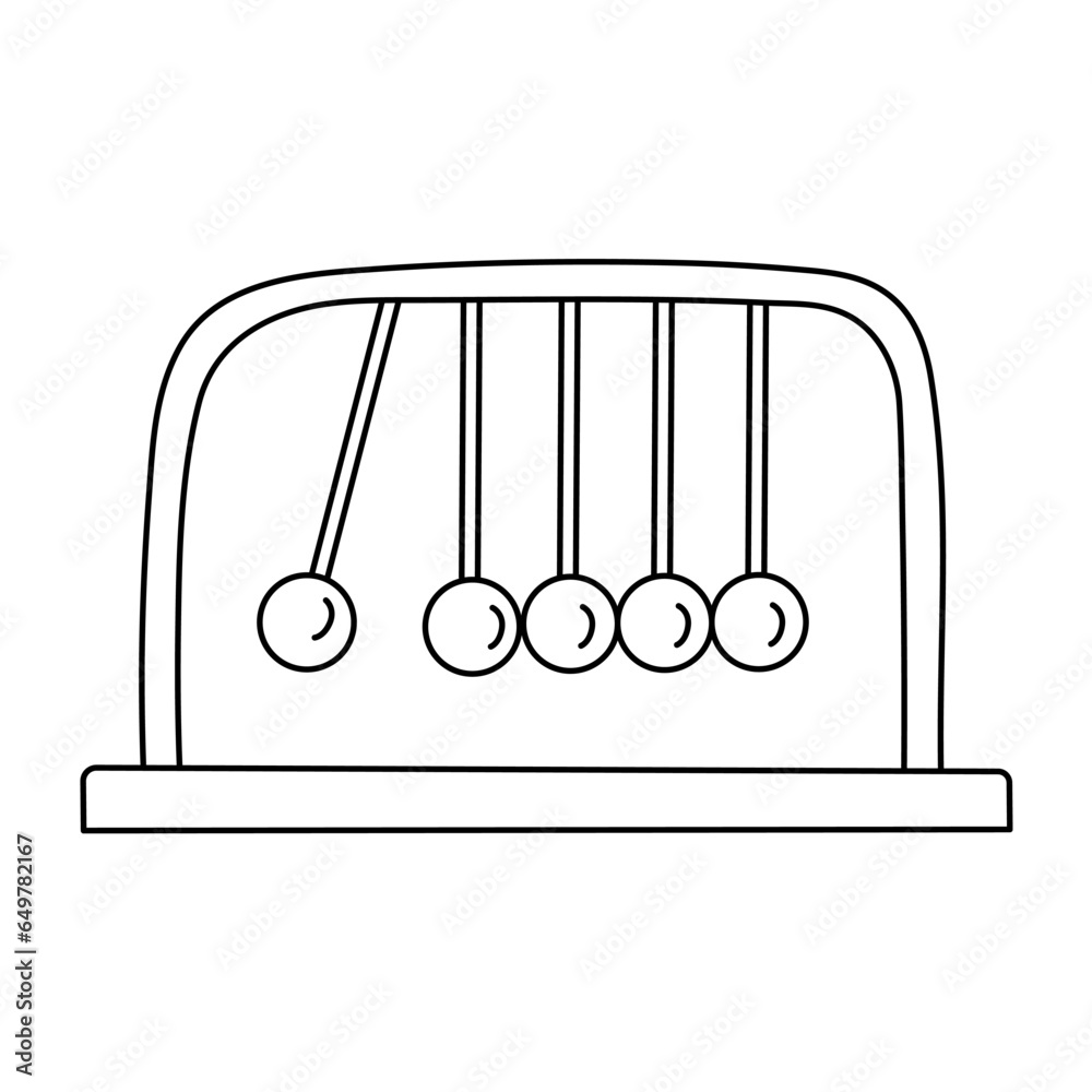 Newton's cradle hand drawn doodle vector illustration black outline ...