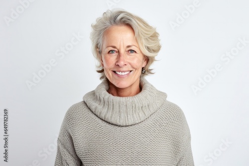 Obraz na płótnie Happiness at any age: Joyful elderly woman with gray hair and a beautiful smile w salonie