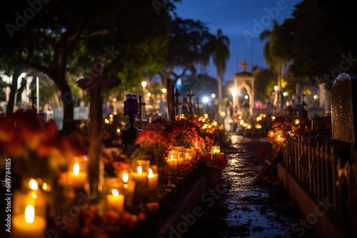 The cemetery at night during Day of the Dead © Zaleman