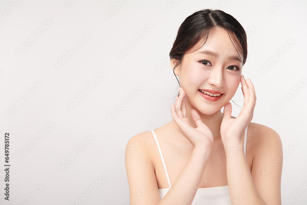 Beautiful young asian woman with clean fresh skin on white background, Face care, Facial treatment, Cosmetology, beauty and spa, Asian women portrait. Beautiful young asian woman with clean fresh skin on white background, Face care, Facial treatment, Cosmetology, beauty and spa, Asian women portrait.