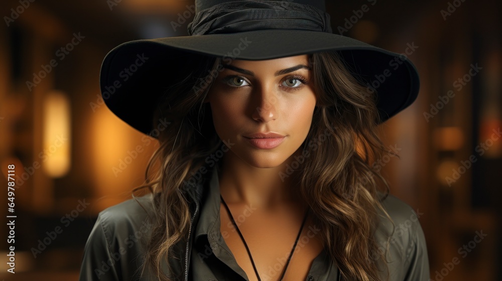 Woman in hat, medium close-up.