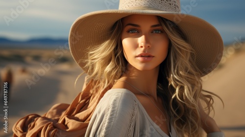 Woman in hat, medium close-up.