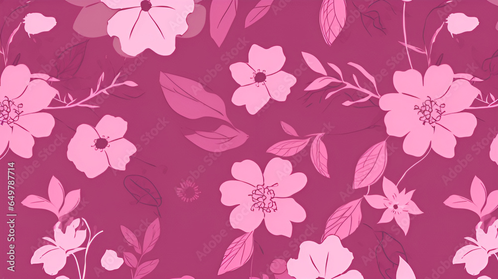 seamless pattern with pink flowers | Generative AI