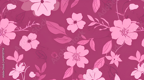seamless pattern with pink flowers | Generative AI © No34