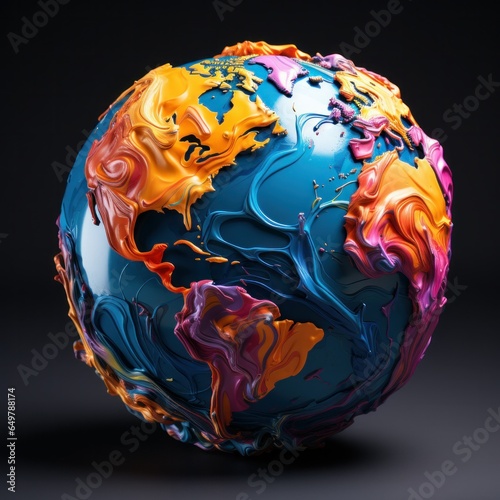 Abstract globe made of paint swirls