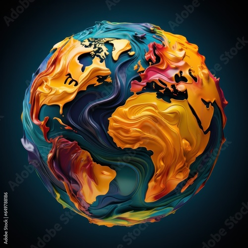 Abstract globe made of paint swirls