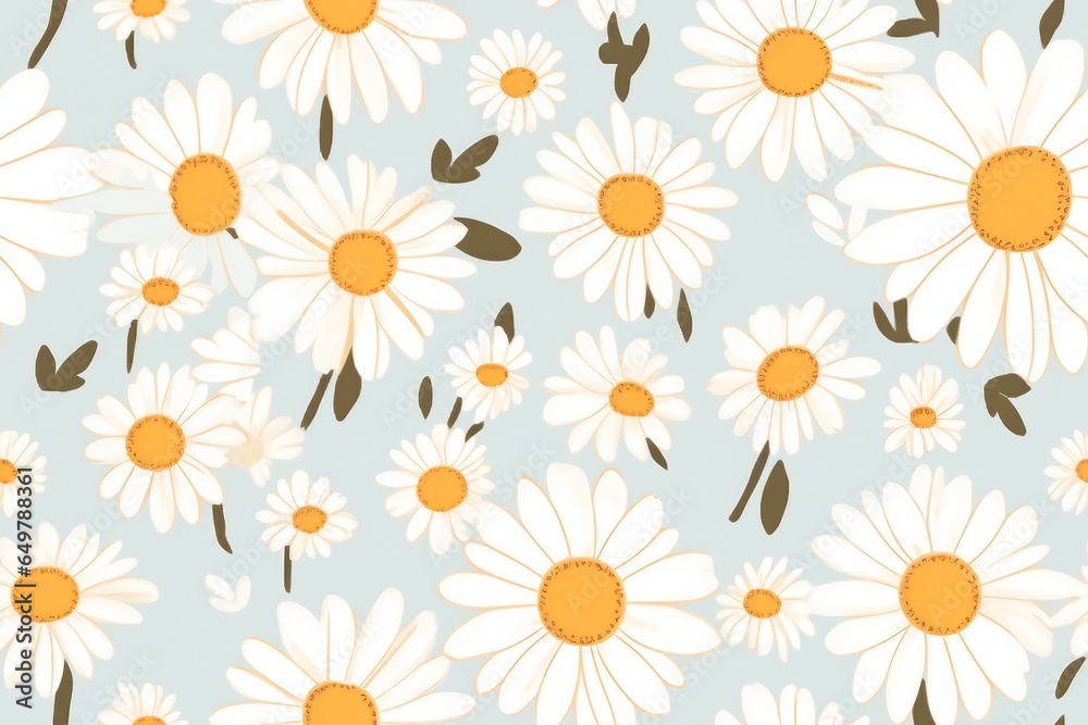 Obraz premium Daisy flower vector seamless pattern illusration floral background. generative ai.