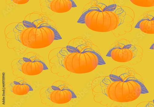 Soft colors autumnal pattern with pumpkins