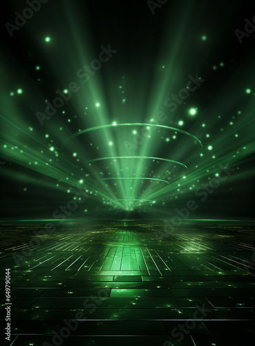 Ai Generated Backdrop With Illumination Of Green Spotlights For Flyers realistic image ultra hd high design
