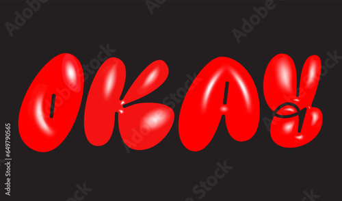 3d inflated text okay with red color