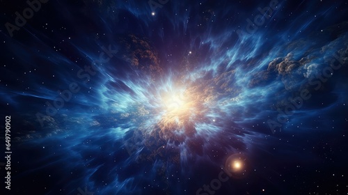effect cosmic particle explosion illustration space flare, color blue, dust burst effect cosmic particle explosion © sevector