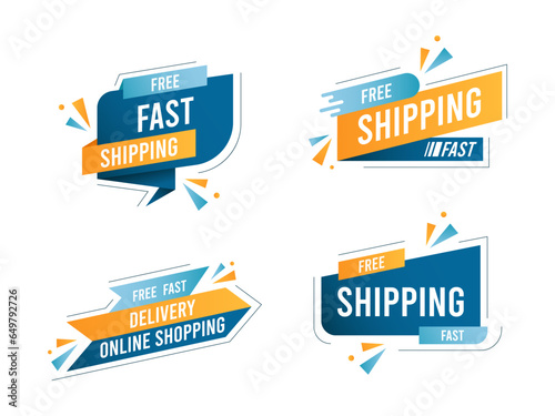 Attractive Free shipping delivery label banner design collection