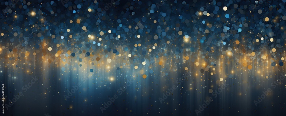 Golden and Cyan Particles over a Blurred Background. Shiny and Defocused Particles. Golden and Cyan Particles over a Blurred Background. Shiny and Defocused Particles.