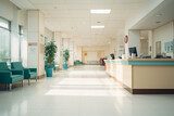 A white hospital hallway with an unfocused background is a common scene in healthcare settings. It typically features clean,unfocused background