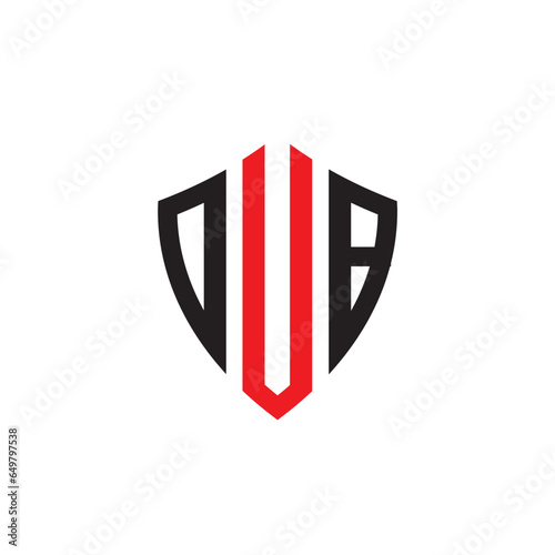 DUB letter logo design. Middle red one text. Initial letter monogram on white background.logo template.  Alphabet letter icon.