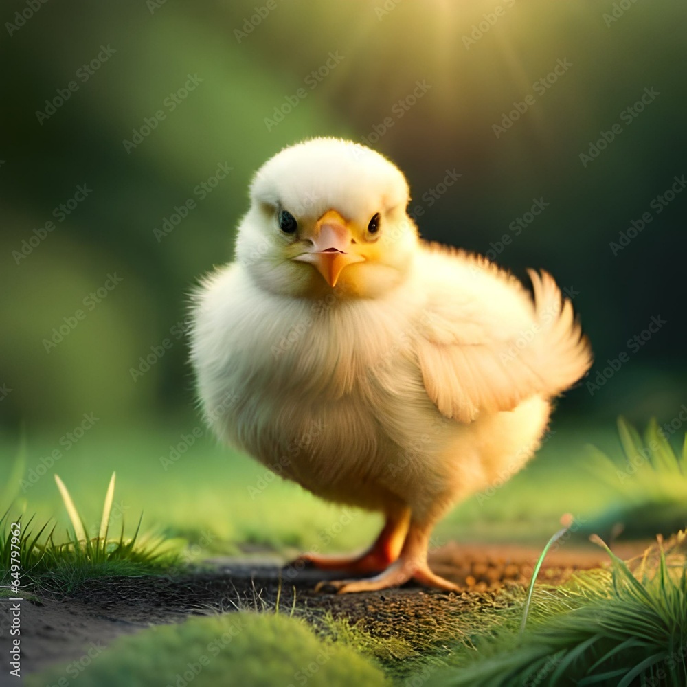 baby chicken in a grass