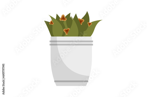 potted plant with green leaves and orange flowers clip art preview