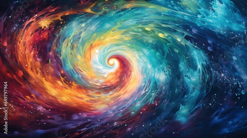  a painting of a colorful swirl in the middle of the night. generative ai