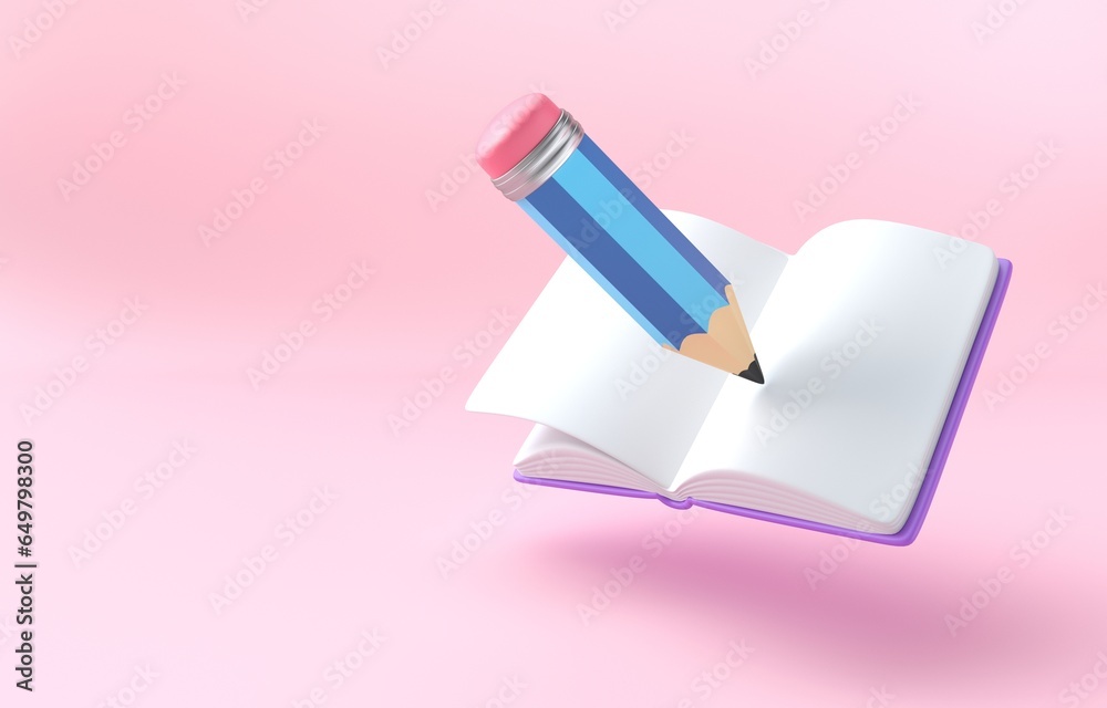 Pencil with a Book. 3D Illustration Pencil with a Book. 3D Illustration