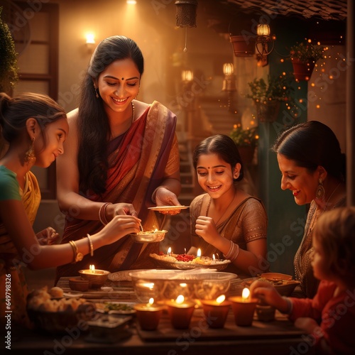 family celebrating diwali