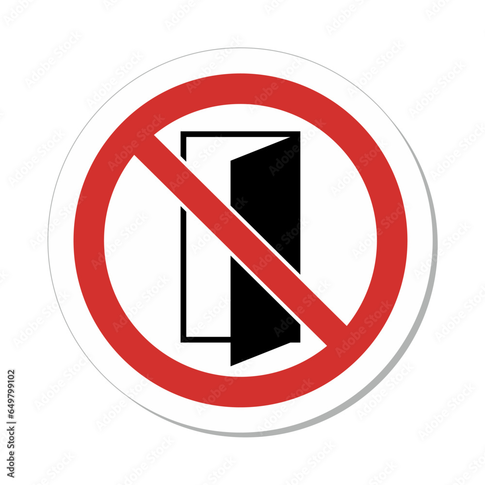 ISO Prohibition Circular Sign: Do Not Close Open Door Symbol ISO Prohibition Circular Sign: Do Not Close Open Door Symbol