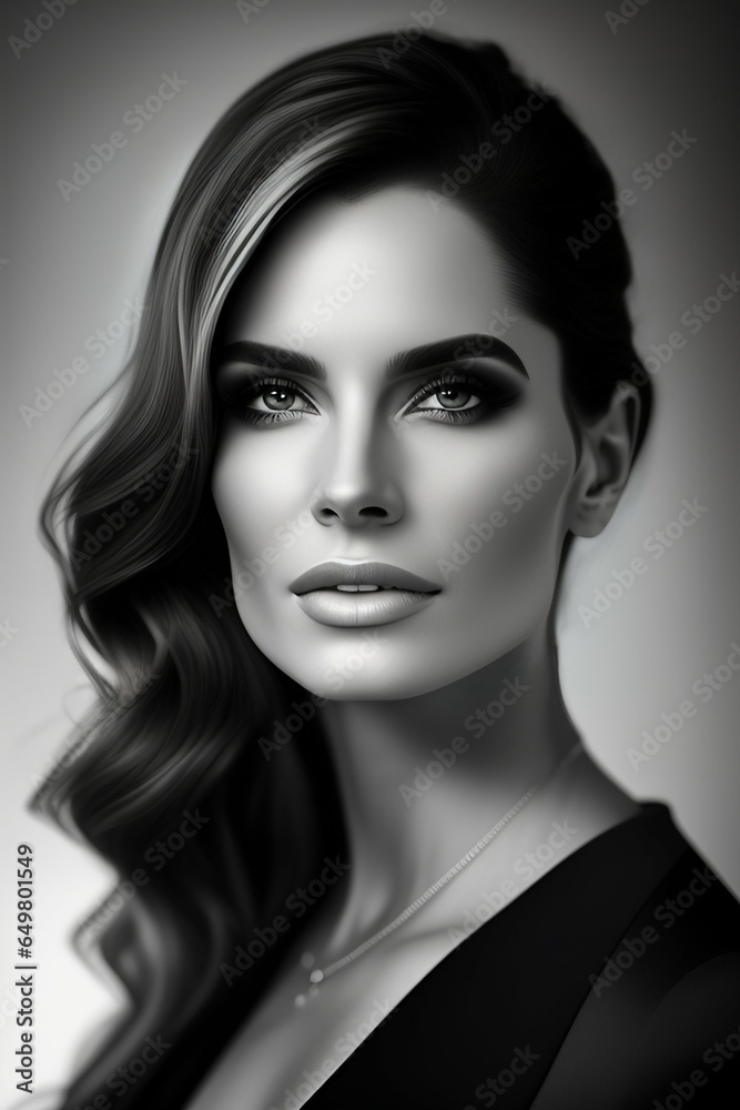 Naklejka premium woman in black and white pose