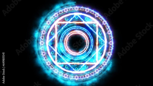 Magic flame circle powerful blue energy thundrbolt with blizzard ring and cool breeze