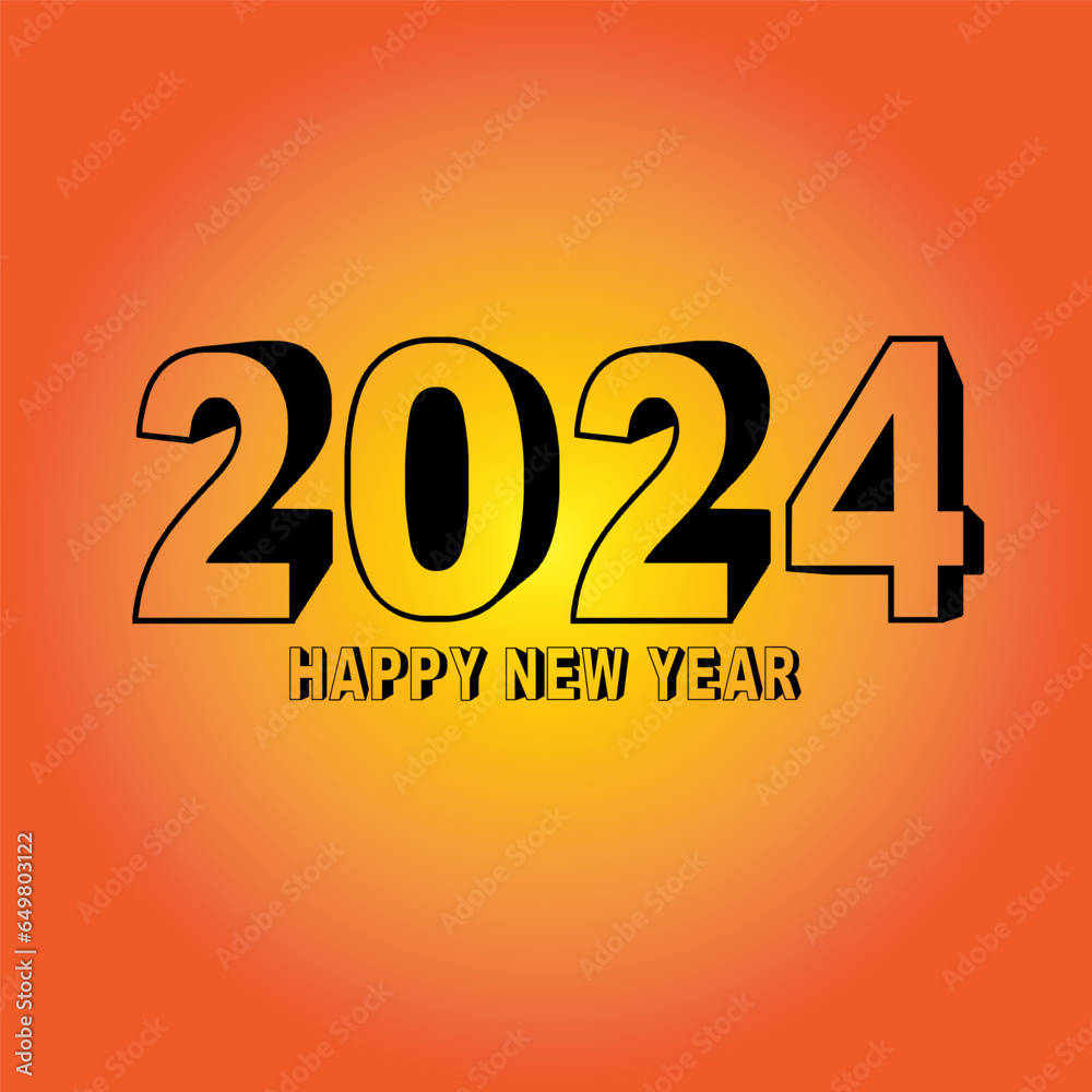 Happy New Year 2024 text design. for Brochure design templates, cards, and banners. Vector illustration.