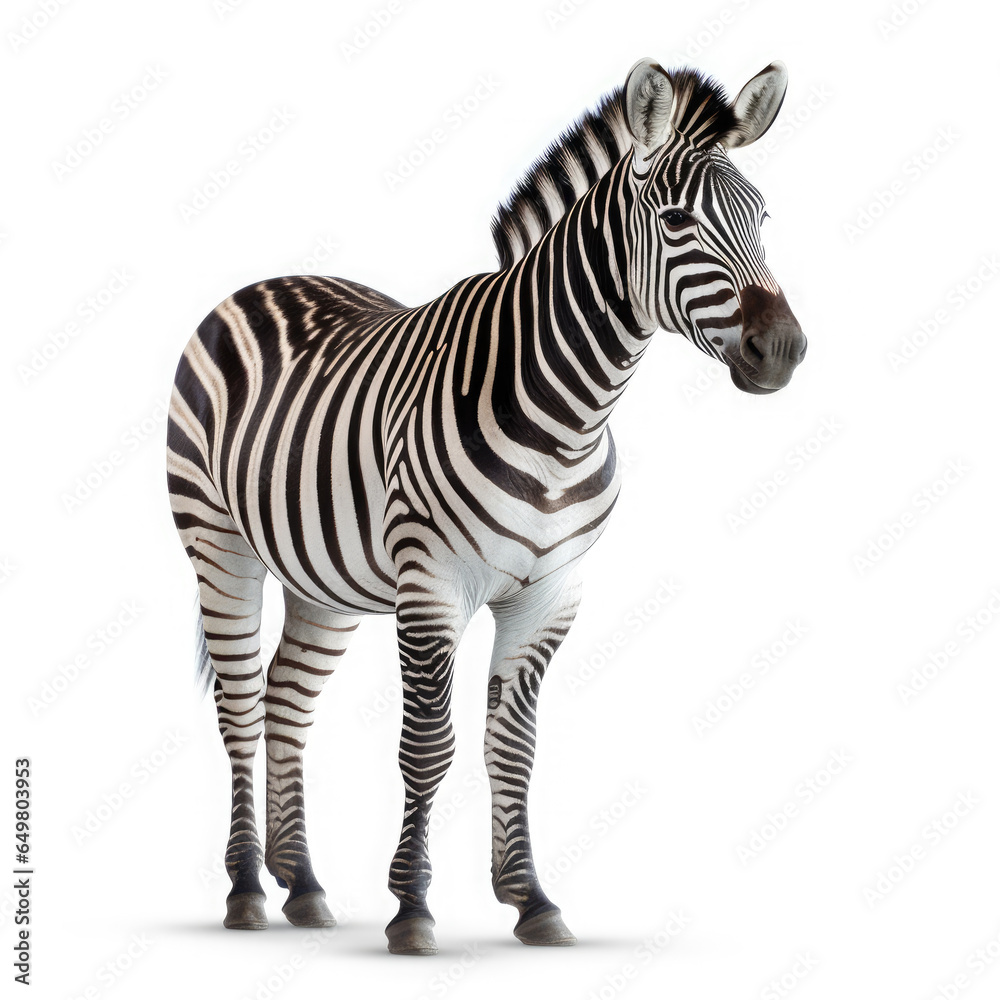 Fototapeta premium Zebra on White background, HD