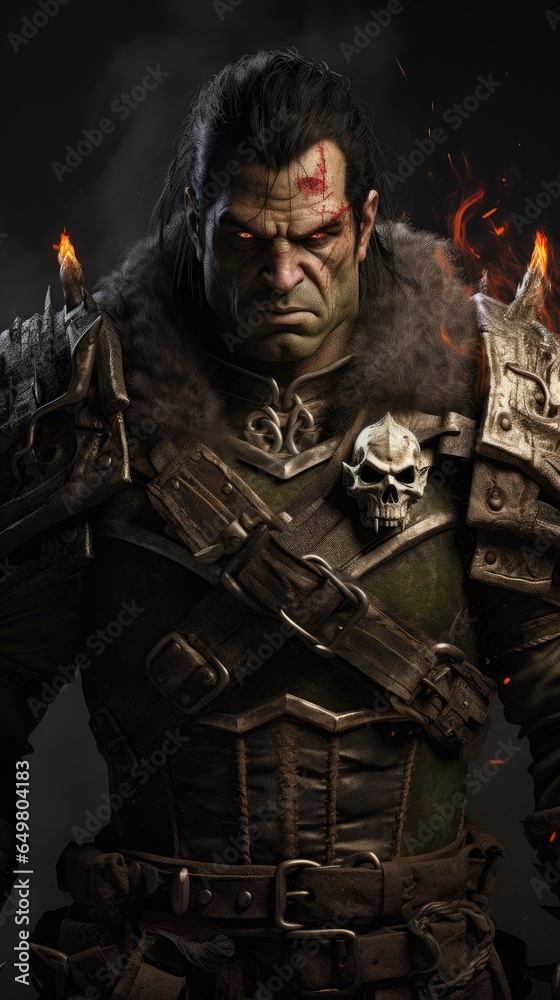 angry orc scarred male, fantasy angry orc scarred male, fantasy