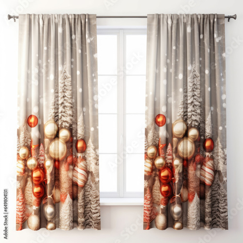 Christmas-themed window valances on White background, HD
