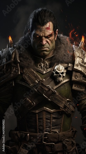 angry orc scarred male, fantasy